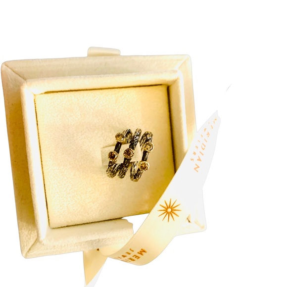 Sami Zeira Champagne Brown Diamonds 22k Oxidized Silver & Yellow Gold Rings - Picture 3 of 16